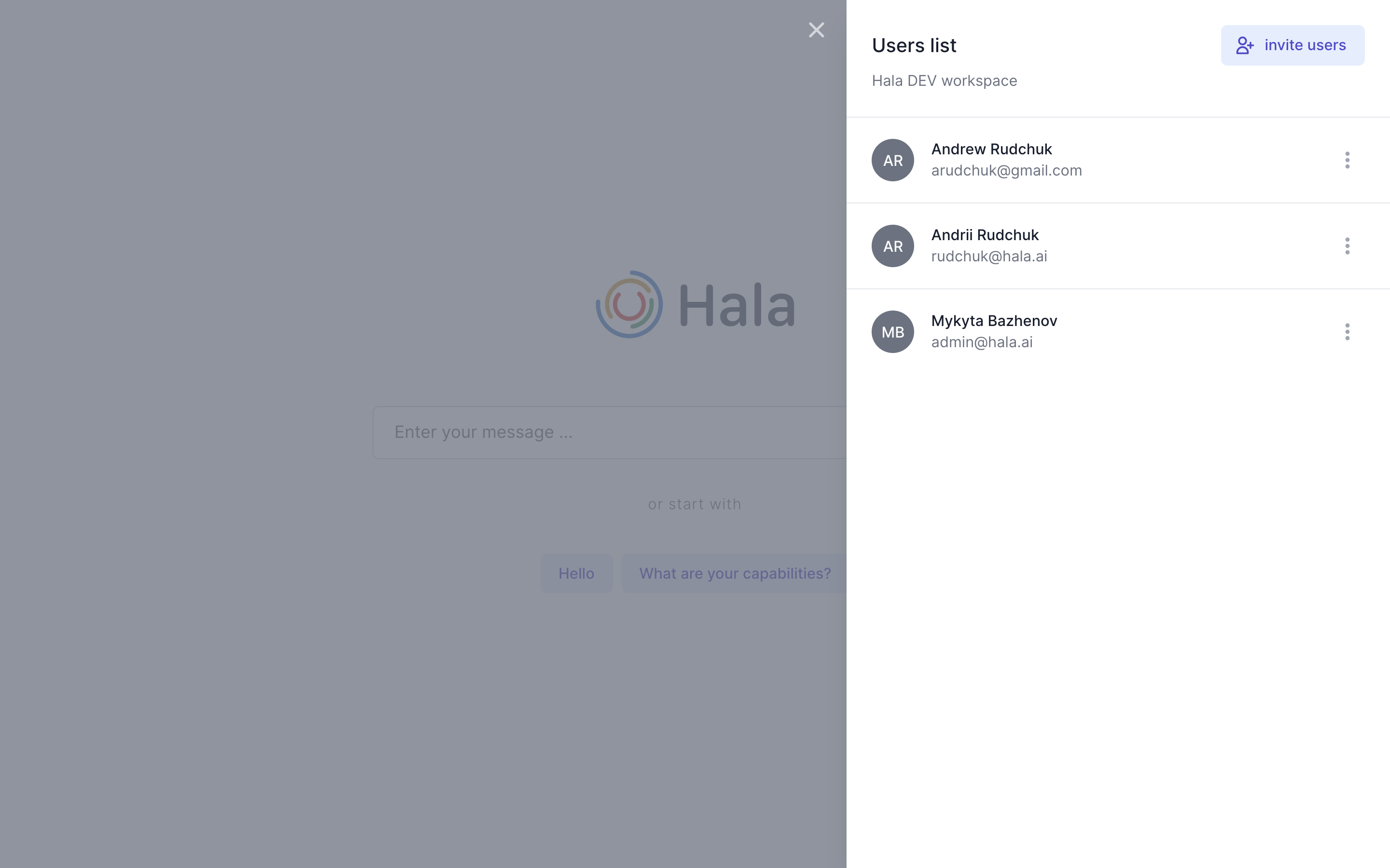 Hala user management