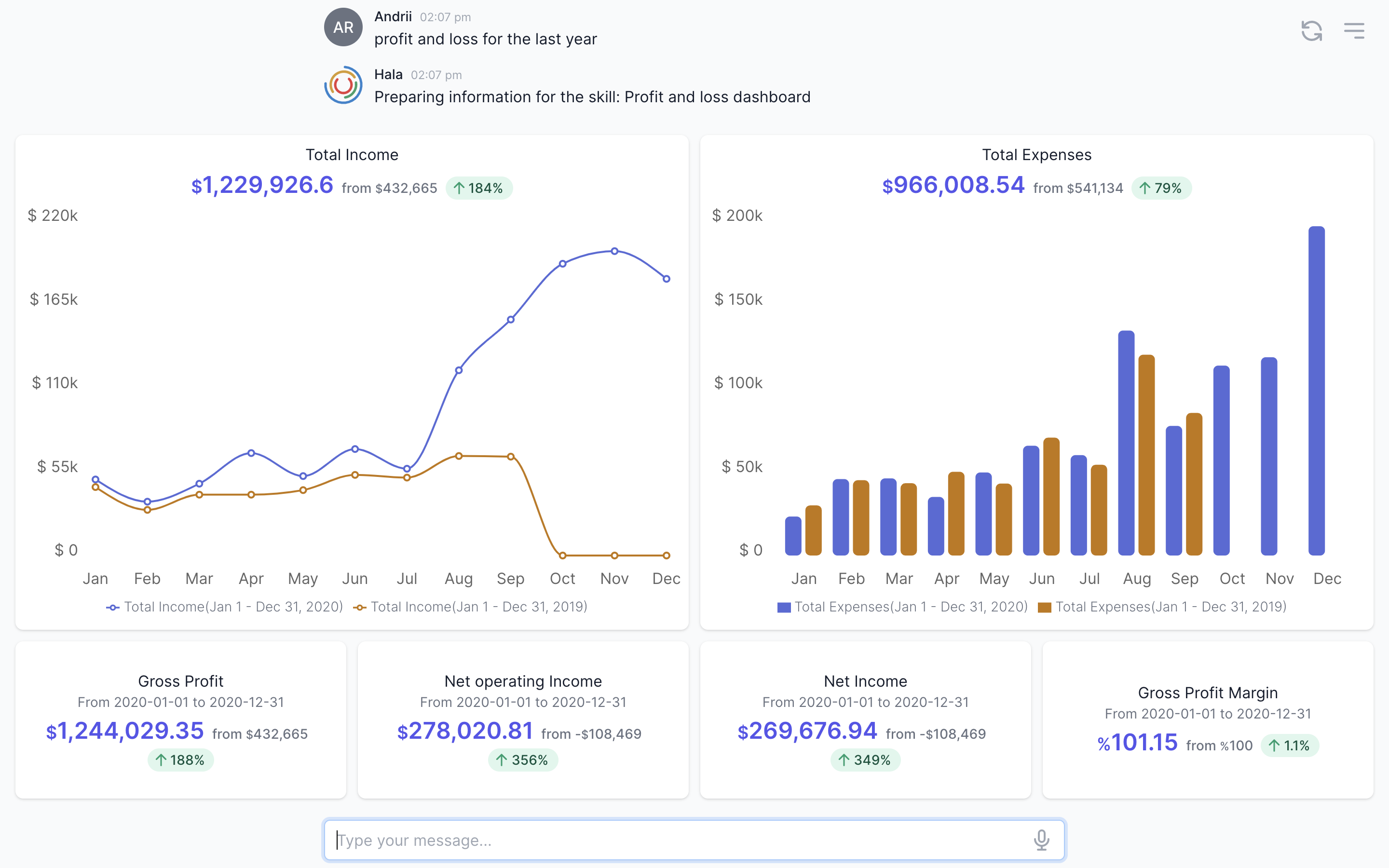 Customer profile user interface